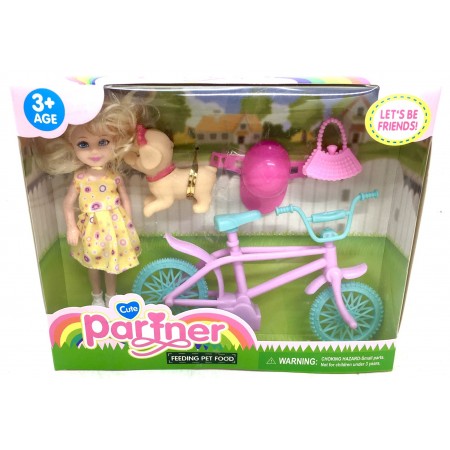 Кукла на Велосипеде с Щенком TQ001F